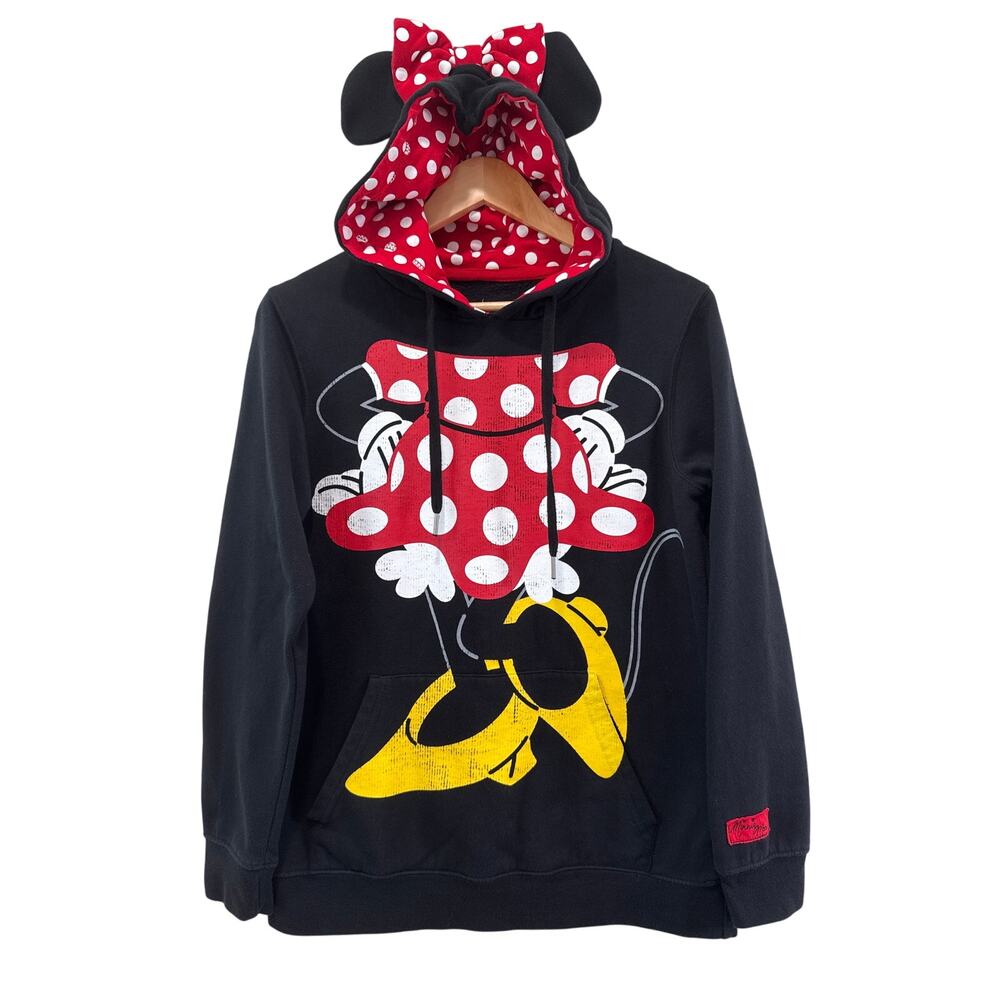 Disney Parks Minnie Mouse with Ears Hoodie Sweatshirt Size M Cosplay Vacation
